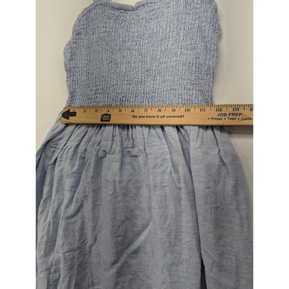 J.Crew Re-Imagined Blue Linen Cotton Smocked Maxi Dress Womens Medium Sleeveless - Picture 8 of 10